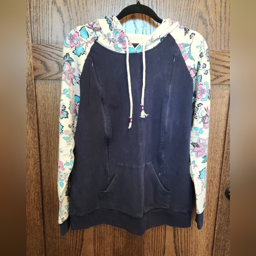 Bearsland Navy and Floral NURSING Hoodie